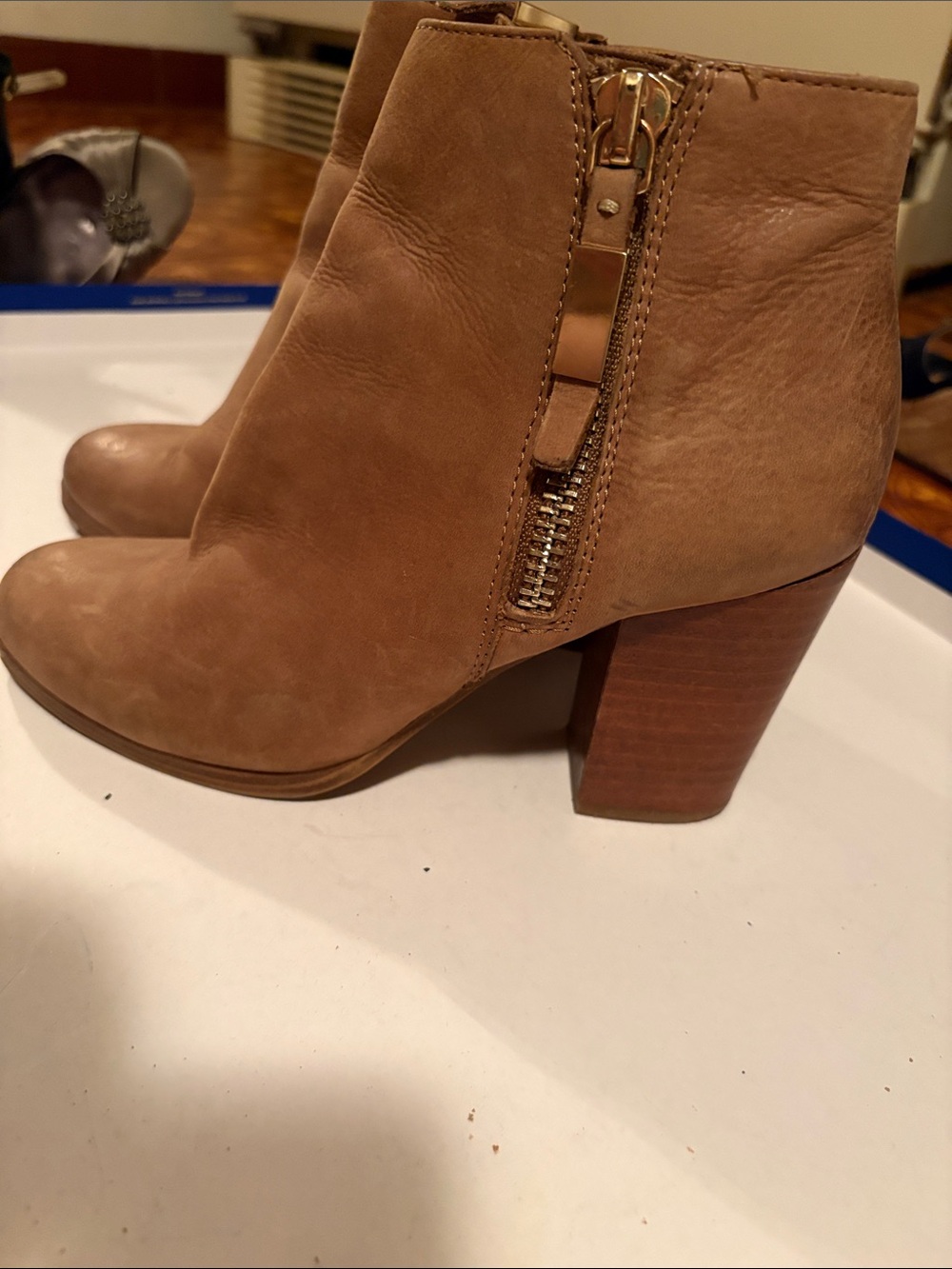 Aldo Tan Leather Side-Zip Ankle Boots